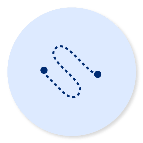 Light blue circle with a dotted line in the middle