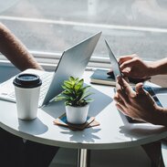 Two laptops facing each other