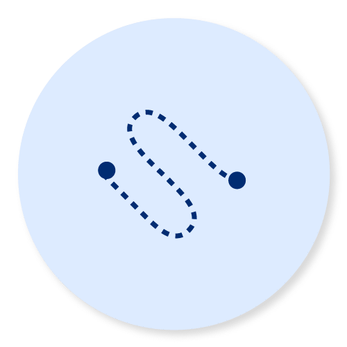 Light blue circle with a dotted line in the middle